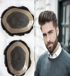 Fine mono men peruca onda cabelo humano peruca mono laço com plutônio em torno de sistemas de substituição peruca cabelo indiano hairpiece3646917