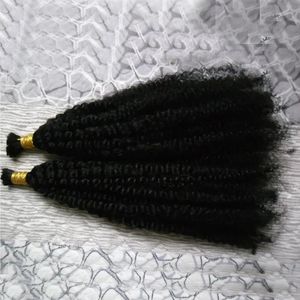 Burek Mongolski Kinky Curly Murs Hair 2pcs Human Hair Hair do Braiding 200G Natural Black Hair