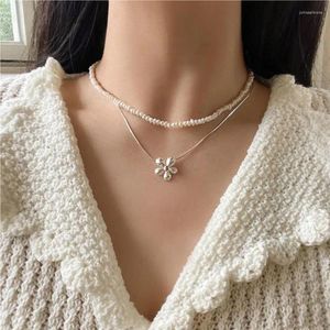 Pendants Authentic 925 Sterling Silver Two-tone Golden DAISY Flower Pendant Necklace Snakebone Chain Jewelry Friendship Gift C-B1098