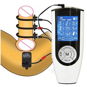 Electro Shock Penis Ring SM Testicle Electrical Stimulate Therapy Massage Pad Extender Enlargement Sex Toy Men Masturbator 240102