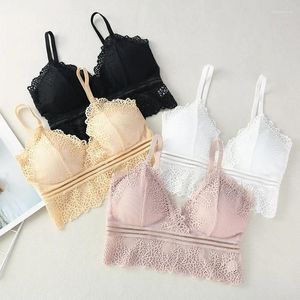 Bustiers & Corsets Summer Sexy Lace Tube Top With Chest Pad Women Push Up Bra Beauty Back Underwear
