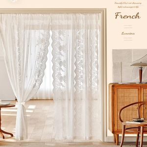 Tenda bianca francese romantica pizzo floreale tulle per soggiorno squisito ricamo voile tende porta scorrevole decorazioni per matrimoni