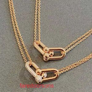 Family T Double Ring Tifannissm Necklace High version baby with the same horseshoe buckle shaped cross family necklace womens hardwear doub