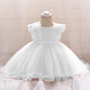 Elbiseler kız bebek vaftiz elbise 1. doğum günü elbiseler için kızlar bebek çocuklar beyaz dantel elbise yeni doğan çocuklar düğün balo elbise