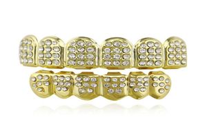 Gasowe grille na zewnątrz grillz body dentystyczne biżuteria biżuteria hip -hop lodowane cz diamenty Top Sier Hiphop Biżuteria złota zęby rhinestone topb8583677