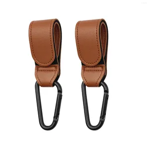 Parti per passeggino 2 pezzi Carrozzina per passeggino Clip Borsa resistente universale per borse appese Passeggino Moschettone Cinghie con gancio Pelle PU