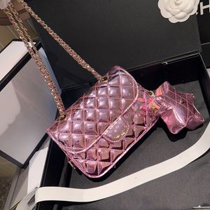 24c yıldız çanta şık kadın omuz çantası 20cm parlak patent deri elmas kontrol altın donanım metal toka lüks el çantası matelasse zincir crossbody çanta moda çanta