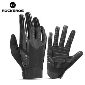 Rockbros à prova de vento ciclismo luvas de bicicleta tela toque equitação luva térmica quente da motocicleta inverno outono roupas 240102