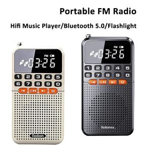 Mini Portable Bluetooth 5.0 FM Podwójna antenowa antenowa głośnik radiowy TF Card Muzyka z LED LASHLIGHT 240102