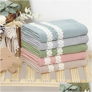 담요 Swaddling Born Baby Birth 니트 담요 유아를위한 여름 남성 유모차 ER 슈퍼 소프트 목욕 타월 방 방향 Kid Bedding OTPQF