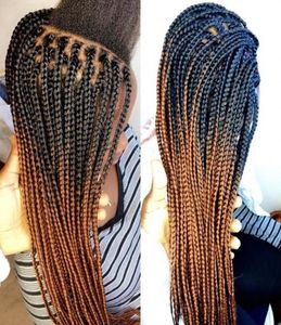 Stock ombre brown color medium braided lace front wigs two tone synthetic Braided Wigs for african american women1577162