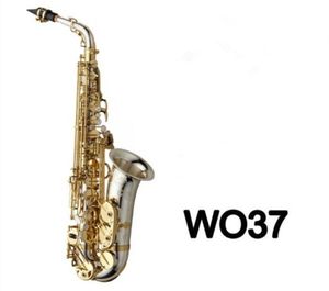 Marca personalizada original novo A-WO37 saxofone alto banhado a níquel chave de ouro profissional super play sax bocal com estojo