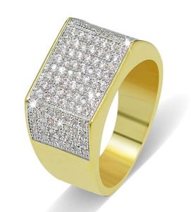 Pierścienie hiphopowe w stylu europejskim i amerykańskim złoto Pleted Full Diamond Jewelry Men039s Hip Hop Ring Street Akcesoria14782463177759