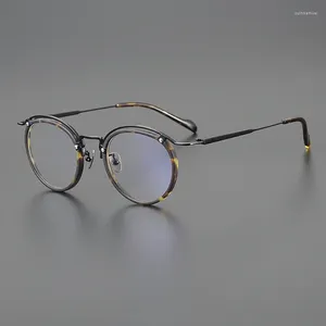 Sunglasses Frames Japanese High Quality Luxury Round Pure Titanium Eyeglasses Extra-light Designer Brand Optical Prescription Glasses