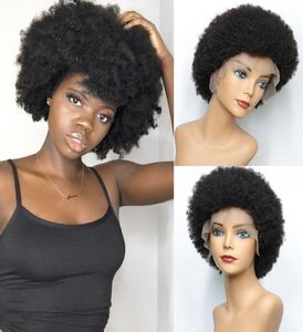 Pixie Cut Afro Kinky Curly Lace Hair Hair Hair Rigs for Black Women Brazilian Remy Hair 6039039 Short Breucted 250531983