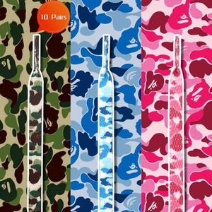 10 Paar Camouflage-Druck-Schnürsenkel, Trend-Persönlichkeits-Turnschuhe, Sport, lässige Basketball-Schuhe, Schnürsenkel, Männer, Armee, HIghtop-Frauen 240102