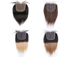 T Część 4x1 Lace Closure Prosto indyjskie ludzkie włosy naturalny kolor ciemnobrązowy 2 4 T1B27 miód blondyn