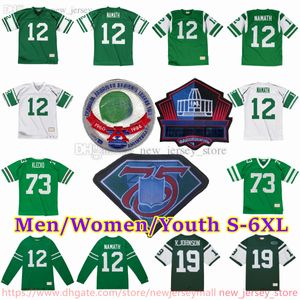 Niestandardowy s-6xl powrót 1960-1999 Piłka nożna 12 Joe Namath Jersey Stitch 68 Kevin Mawae 28 Curtis Martin 13 Don Maynard 24 Darrelle Revis 92 Shaun Ellis Joe Klecko koszulki