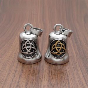 Pendant Necklaces Viking Compass Stainless Steel Accessories Celtic Knot Retro Odin Triangle Valknu Titanium Bell Hip Hop Jewelry297m
