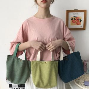 Borse per la spesa Borsa per il pranzo piccola in velluto a coste per le donne Borsa portatile in tela ecologica Mini studentesse Borse da viaggio per cibo da picnic Bento