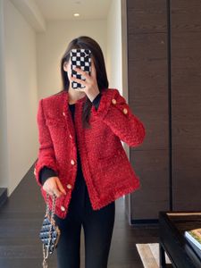 Exquisite Fragrant Wind Thick Flower Clothing Red Short Coat Women's Winter