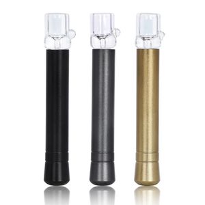 95 mm Premium Metal One Hitter Bat Pipe Aluminio Hierba Cigarrillo Dugout Tabaco Fumar Pipas de mano con recipiente de vidrio Dab Rigs