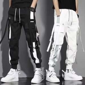 Classic Streetwear Casual Men Ribbons Harem Jogging Pants Male Slim Fit Spring Cargo Pants Multi-Pockets Women Trousers Jo 240102