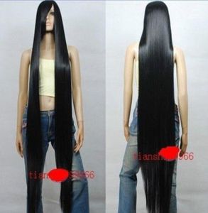 150 cm 60 tum Hitemp Series Black Extra Long Cosplay DNA Wigs H1294204020