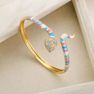 Bangle 6-typer Delikat vintage S-formade armband för kvinnor Guldfärg Koppar med CZ Stone Row Bling Party Jewelry Gift