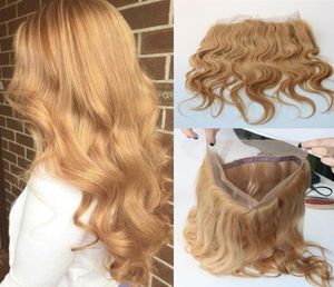 Honey Blonde 27 360 Band Closures Full Lace Frontal 22542 Brazilian Virgin Hair 360 Degree Swiss lace Body Wave6797699