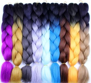 Synthetisches Ombre-Flechthaar, verschiedene Mischfarben, Xpression Braiding, 61 cm, 100 g Packung, Jumbo-Zöpfe, Kanekalon-Flechthaar, Cro3965716