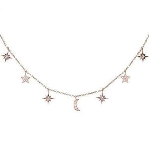 925 Sterling Silver Jewelry Love Moon Star Netclaces Starants Chain Choker Collar Women Women Bijoux T190622398