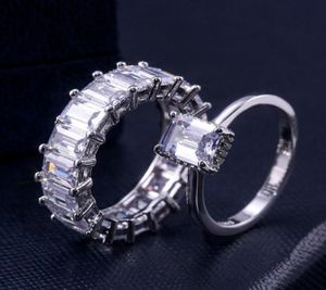 wholenew luxury Jewelry 925 Sterling Silver Princess Cut White Topaz CZ Diamond Party Wedding Engagement Brida3312464