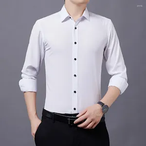قمصان لباس الرجال 6XL الربيع/الصيف عالي الجودة حجم كبير قميص أبيض نقي طويل الأكمام غير الحديد أزياء رقيقة رقيقة العمل غير رسمي
