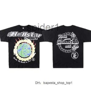 23SS Hellstar Globe Tee Plus Size Men TシャツCotton Tops Man Vintage特大TシャツStreetwear Youth Tees Y2K Shirt Hellstar Clothing 4 CM2J PD28