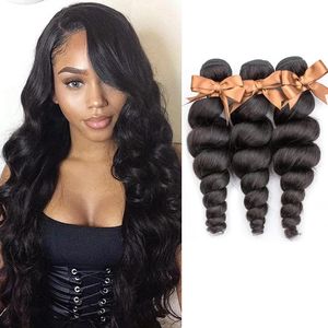 Wefts Bella Cabelo Não Processado Pacotes Brasileiros Onda Solta Encaracolado Peruano Indiano Virgem Extensões de Cabelo Humano Cor Natural 3 Pacotes Ful