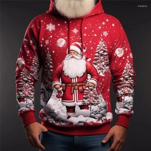 Męskie bluzy z kapturem Santa Claus Bluza z kapturem dla mężczyzn moda kreskówka Elk wzór bluzy 2024