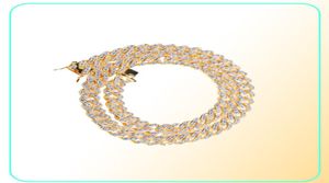 Mrożona w Miami Cuban Link Sain Silver Mens Gold Chains Naszyjka Bransoletka Moda Hip Hop Biżuteria 9mm4592398