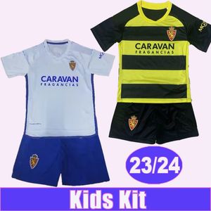 2023 24 Real Zaragoza BERMEJO Kids Kit Футбольные майки PUCHE FRANCES FRANCHO NIETO Домашний белый детский костюм Футболки Униформа