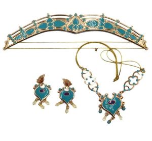 Örhängen halsband kvinnor jasmine royal krona pannband pendell smycken set teal klä upp prinsessa vuxna barn kostym kit3931609