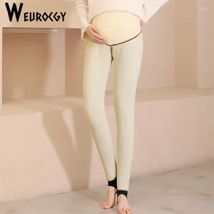 Kadın Pantolon Annelik Giysileri 2024 Sonbahar ve Kış Kore Edition Çok yönlü görünür ince sıcak tozluklar kalın kadife yüksek bel legging