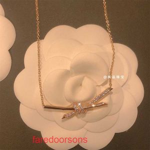 Colar tifannissm de alta qualidade para mulheres, loja on-line, joias, gravata familiar, conjunto com nó com diamantes, prata 925 personalizável