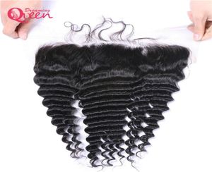 Brazilian Deep Wave Lace Frontal Closure Brazilian Virgin Human Hair Preplucked Middle Three Part 13x4 Size Hair Closure 8313682