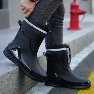 Men Fashion Rainboots raintring cushion for drapth anti slip and takeaway knight Rainshoes 240102