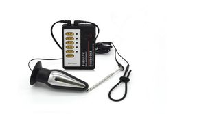 Männlicher Stromschlag-Harnröhrenkatheter klingt Penis-Plug mit großem Anal-Plug Elektro-Bahre-Dilatator EStim-Hahn-Ring-Sexspielzeug F3885050