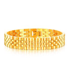 Bracelet wristbands for men jewelry sliver golden black watch chain stainless steel hip pop male charm bangles boys birthdays Gift2681492