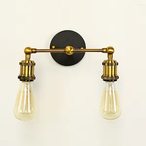 Lâmpadas de parede Vintage Retro Industrial LED Lâmpada Sconces Abajur Quarto Loft Banheiro Ferro Cobre 2 Lados Luzes Apliques Pared