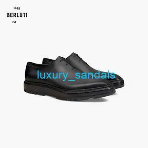 BERLUTI Men's Dress Shoes Leather Oxfords Shoes Berluti Alessandro Alto Leather Shoes Formal Leather Shoes Men's Black Gray 050 HBCN