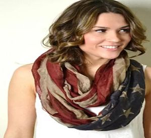 Designer Viskose Vintage American Flag Infinity Schals Snood USA Damen Voile Schals Tücher Große Größe DHL 5324651