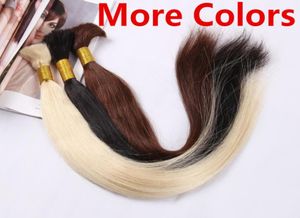 5A GRADE 100G SILKY RÄTT Black Brown Blond Mix Piano Ombre Color Hair Bulk Hair Braid 100 Human Hair Extensions4474885
